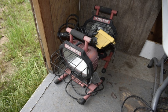 Two Husky Halogen Work Lights and small Work Light