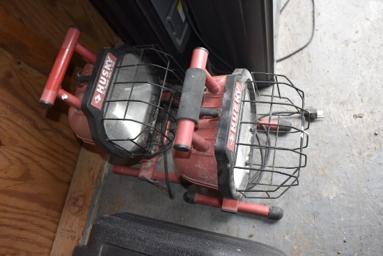 Two Husky Halogen Work Lights