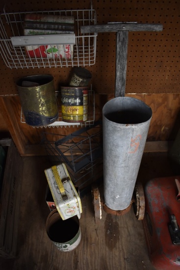 Antique Line Painter, Lunch Box, Old Oil Cans