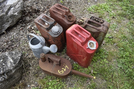 4 Jerry Cans, Watering Can, and a Long Nose Watering Can