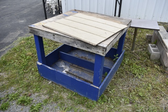 Wooden Work Bench and Little Table