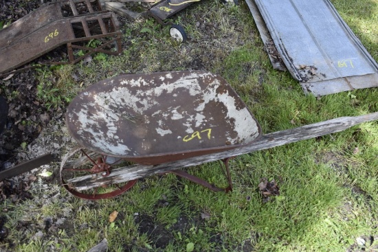 Metal Wheel Barrow, 2 Jugs, Sheet Metal