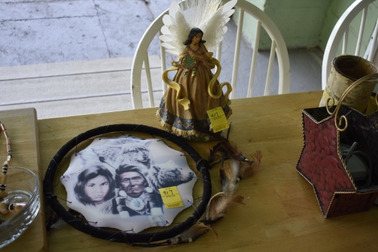 Dream Catcher and Native American Angel Figurine