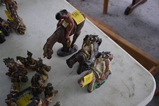3 Native American Horse Figurines