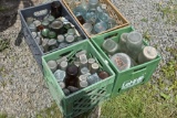 4 Milk Crates of Vintage Glass Bottles