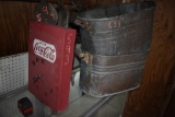 2 Copper Tubs and Coca-Cola Metal Box with Clock Front
