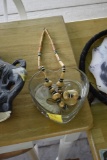 Heart Shaped Glass Bowl with Stone Necklace
