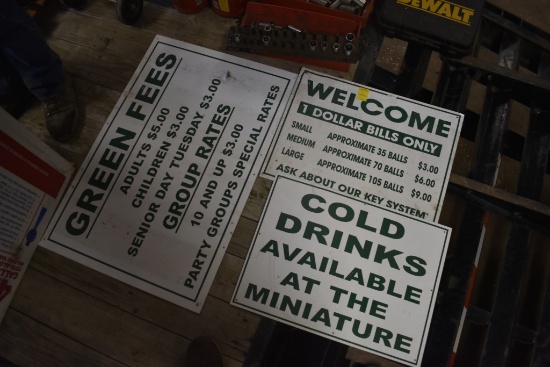 3 Metal Golfing Range Signs