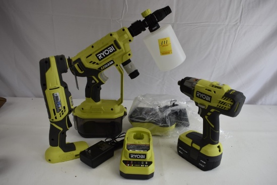 Group of Ryobi 18V Power Tools