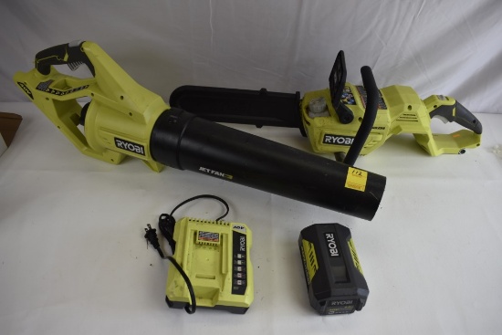 Group of Ryobi 40V Power Tools