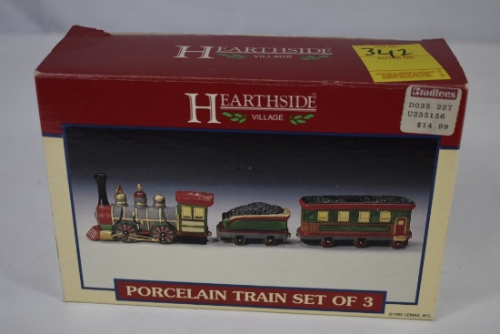 Lemax Hearthside Village Porcelain 3 Piece Trains Set