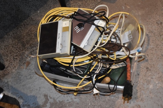 Box with Electrical Cords and Plug In Intercom System