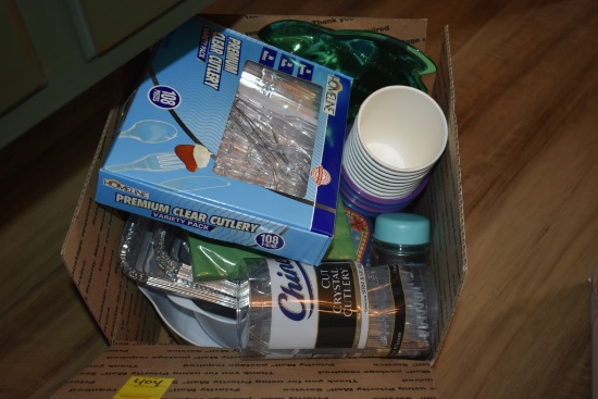 Box of Disposable Cutlery and Dishes