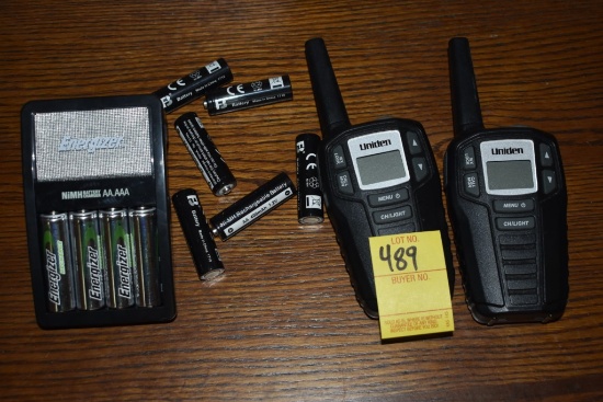 Two Uniden Walkie Talkies with Batteries