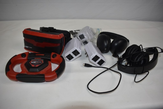 VR System with Driving Game and 3 Surge Protectors and 2 Headphones