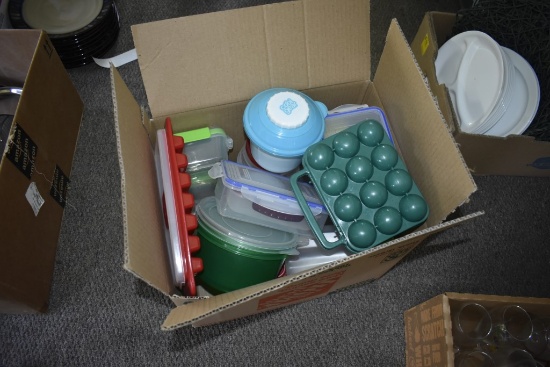 Box of Tupperware and Plastic Containers
