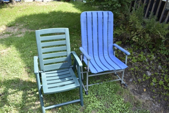 Outdoor Blue Rocking Chair and Plastic Outdoor Sitting Chair