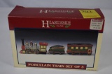 Lemax Hearthside Village Porcelain 3 Piece Trains Set