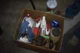 Box of Cleaner, Pest Control and Gloves