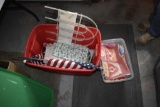 Box of Patriotic Decorations and Tablecloths