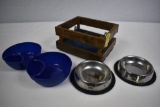 Crate with Dog Dishes