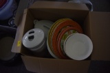 Box of Plates and Storage Containers