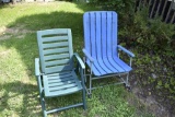 Outdoor Blue Rocking Chair and Plastic Outdoor Sitting Chair