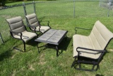 Outdoor Patio Set with Rocking Chair, Chairs, and Tile Topped Table