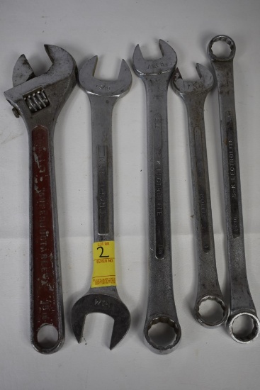 4 Standard Wrenches and a Crescent Wrench