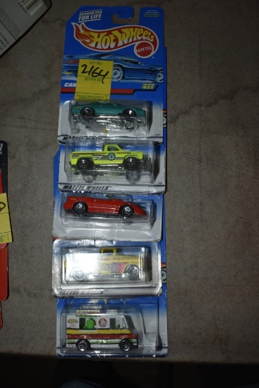 Five Hot Wheels 1/64th Scale Cars