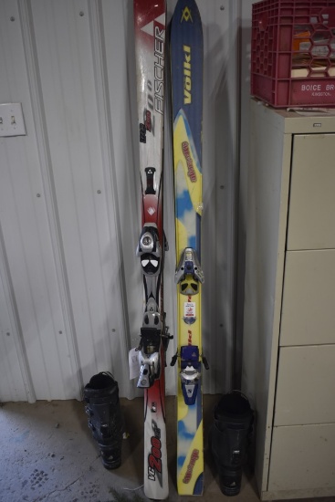 2 Pairs of Skis and Ski Boots