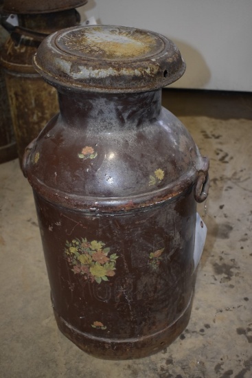 Flower Painted Can with Swivel Handles