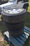 4 Goodyear P255/75R17 Jeep tires on 5 Lug Rims