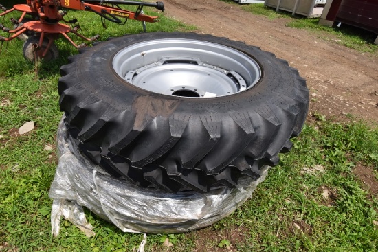 Pair of Titan 16.9 R38 Tractor Tires 8 Lug Rims