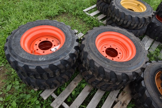 Set of 4 Forerunner 10-16.5 Skid Steer Tires on 8 Lug Rims