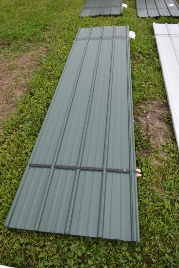 30 Pieces of 12' Sections of Green Corrugated Metal Paneling