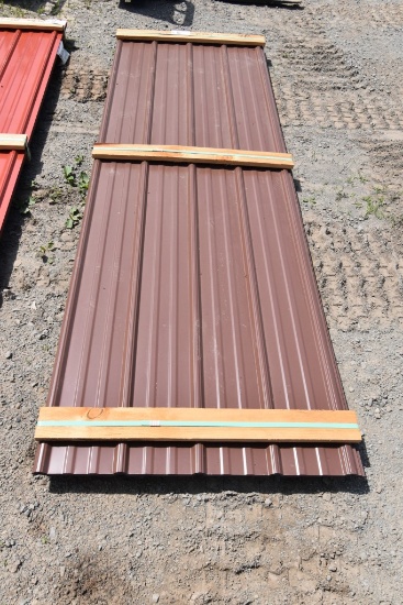 23 Pieces of 10' Sections of Brown Corrugated Metal Paneling
