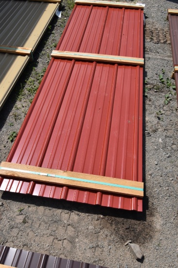 29 Pieces of 10' Sections of Barn Red Corrugated Metal Paneling