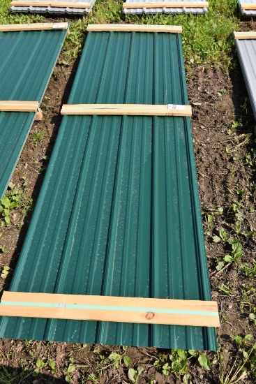30 Pieces of 10' Sections of Green Corrugated Metal Paneling