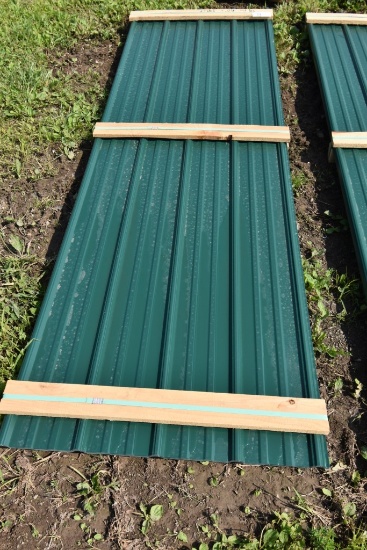 29 Pieces of 10' Sections of Green Corrugated Metal Paneling