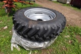 Pair of Titan 16.9 R38 Tractor Tires 8 Lug Rims