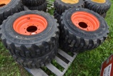 Set of 4 Forerunner 12-16.5 Skid Steer Tires on 8 Lug Rims