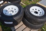 Set of 4 Atlas 235/80R16 trailer Tires on 8 Lug Rims