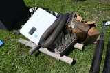 Pallet with Propane Water Heater, Soda Bottles, Hose