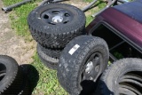 4 Goodyear Wrangler LT265/75R16 Tires on 5 Lug Jeep Rims