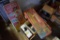 Box of Vintage Toys and Display Cases