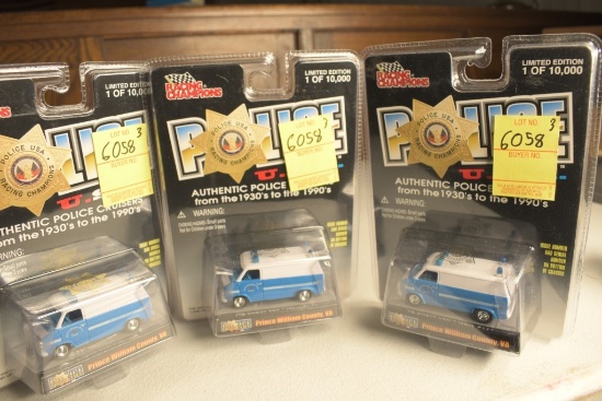 3 Racing Champions '75 Chevy Van Prince William County, Va Police Van