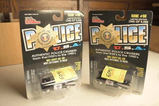 2 Racing Champion '57 Chevy Bel Air White Settlement TX Police Cars