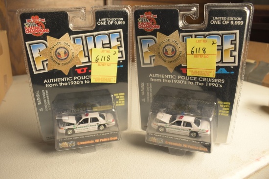 2 Racing Champions 99 Ford Crown Victoria Greendale WI Police Department Cars