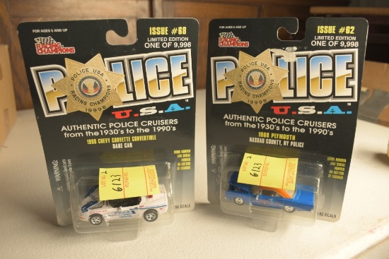 2 Racing Champions Cars 1998 Chevy Corvette Convertible DARE Car and 1968 Plymouth Nassau County NY
